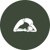 Simple yoga icon with dark circle background
