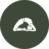 Simple yoga icon with dark circle background